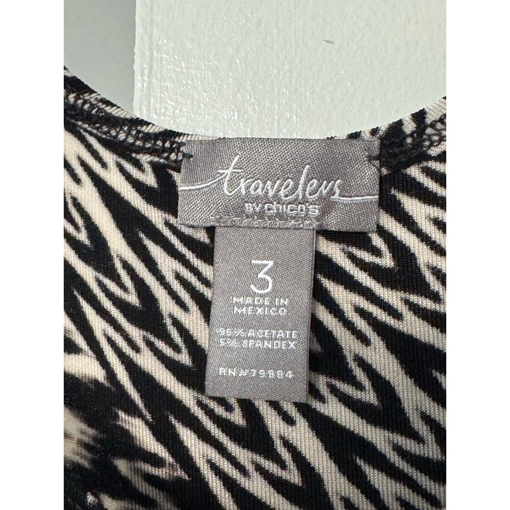 Travelers by Chico’s Zebra Print Stretch Top – Size 3 (XL) Black & White - Picture 2 of 6